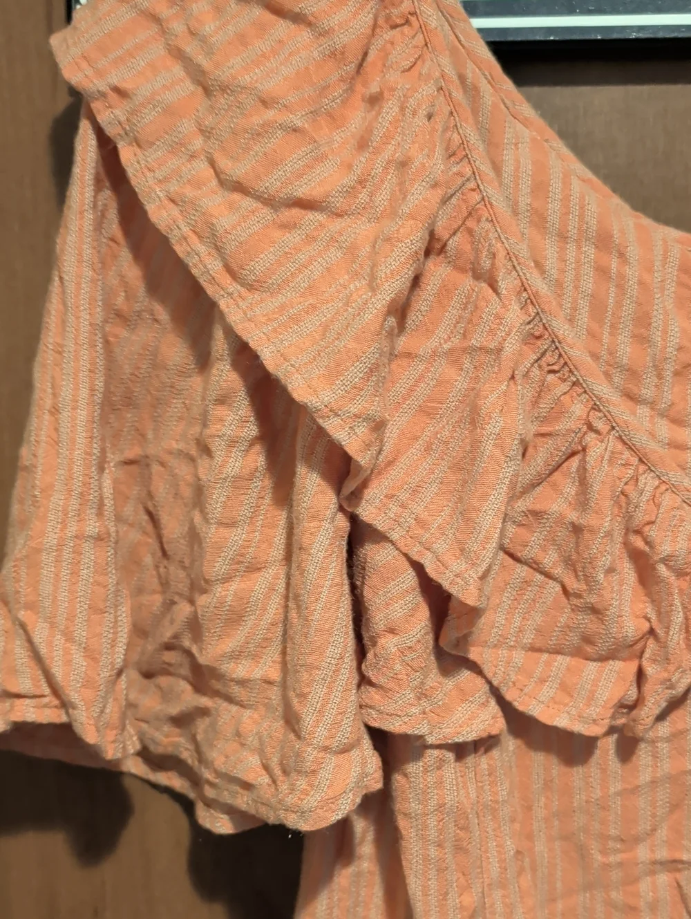 Free People Peach Ruffle Button-Front Tie-Hem Top